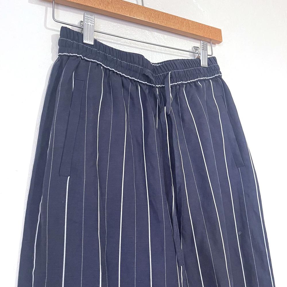ALIGNE Pinstripe Lyocell Linen Wrap Front Shirt and Wide Leg Pants Sets Size 2 - Picture 10 of 15